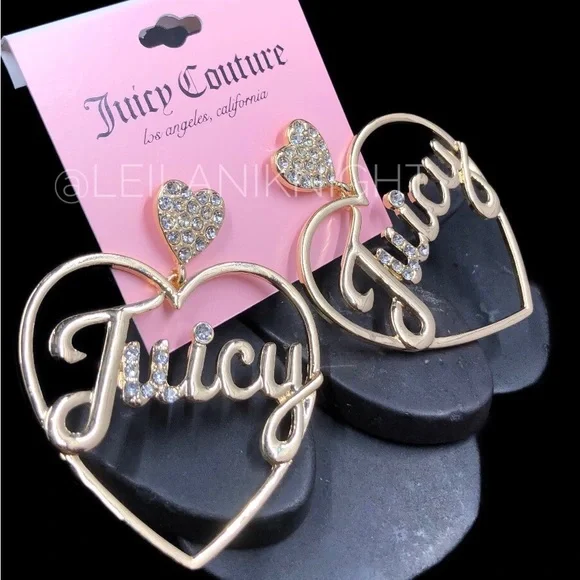 Juicy Couture GT Crystal Heart Logo Earrings - Picture 6 of 9